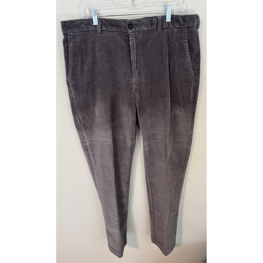 Brooks Brothers Men's Gray Cotton Spandex Corduroy Pants 38x32 Clark Fit Chinos